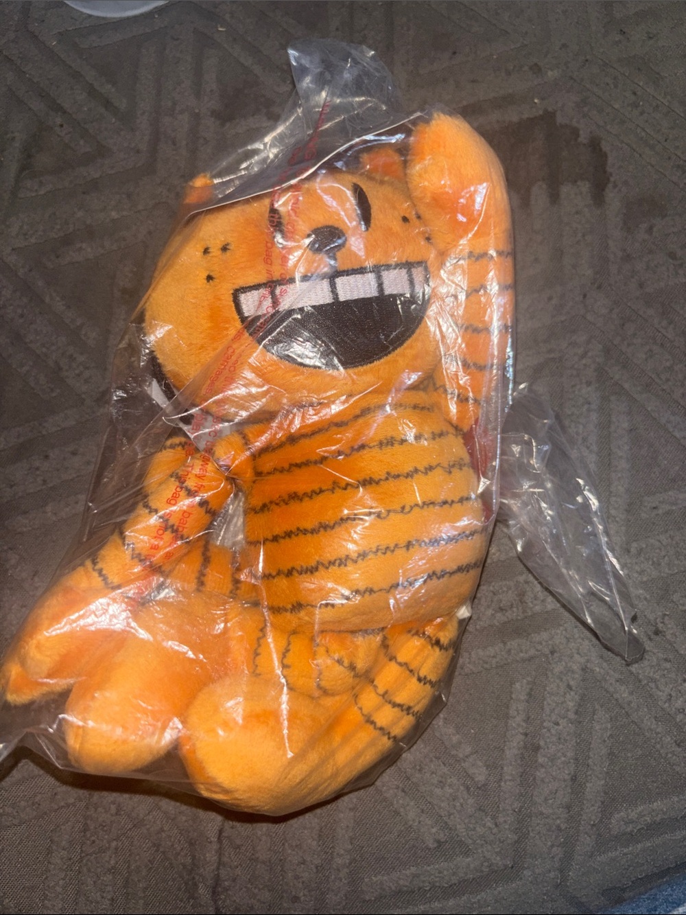 Dog man Orange Striped Plush Cat